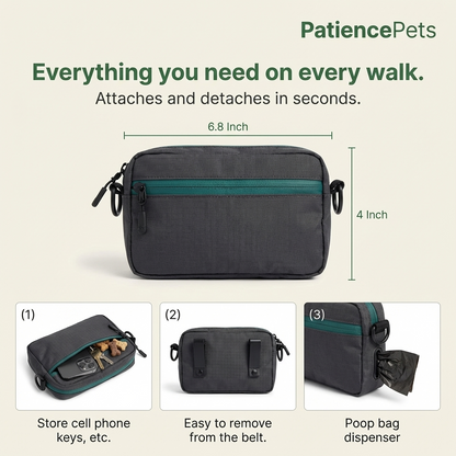 PatiencePets Hands Free Dog Leash with Zipper Pouch
