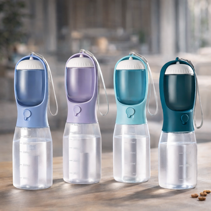 3 in 1 Dog Water Bottle with Food Container & Poop Bag Holder